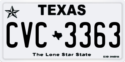 TX license plate CVC3363