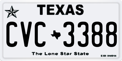 TX license plate CVC3388