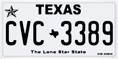 TX license plate CVC3389