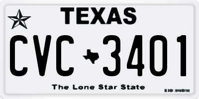TX license plate CVC3401
