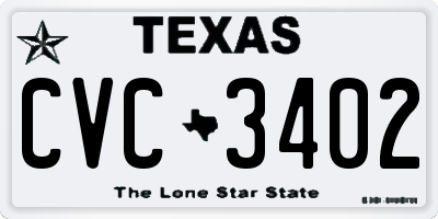 TX license plate CVC3402