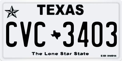 TX license plate CVC3403