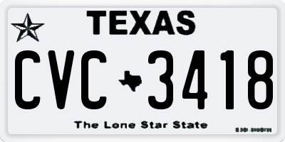 TX license plate CVC3418
