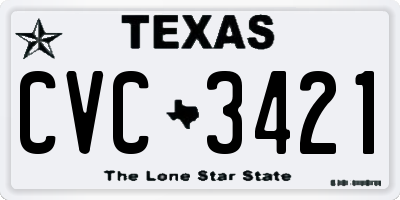 TX license plate CVC3421