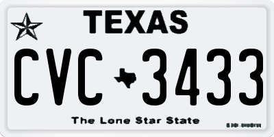 TX license plate CVC3433