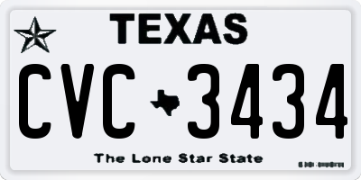 TX license plate CVC3434