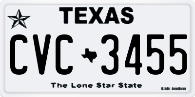 TX license plate CVC3455