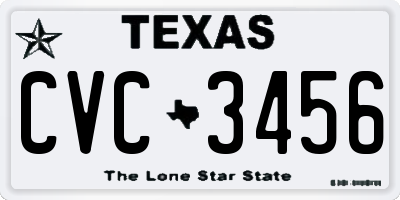 TX license plate CVC3456