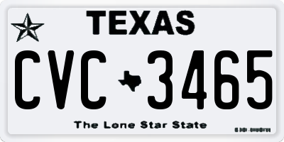 TX license plate CVC3465