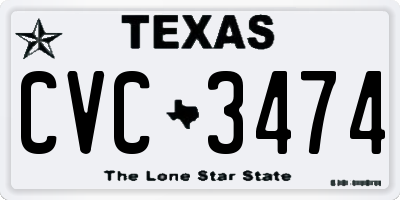 TX license plate CVC3474