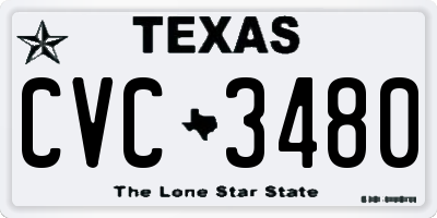 TX license plate CVC3480