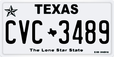 TX license plate CVC3489
