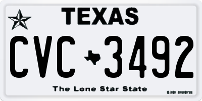 TX license plate CVC3492