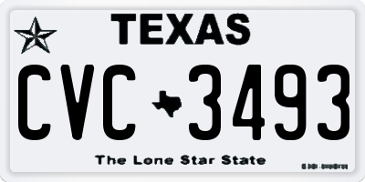 TX license plate CVC3493
