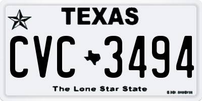 TX license plate CVC3494