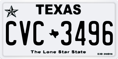 TX license plate CVC3496