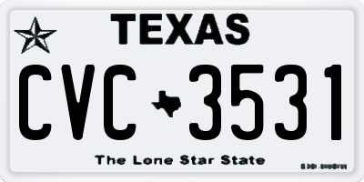 TX license plate CVC3531