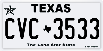 TX license plate CVC3533