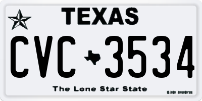 TX license plate CVC3534