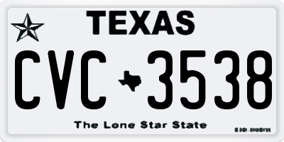TX license plate CVC3538