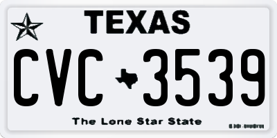 TX license plate CVC3539