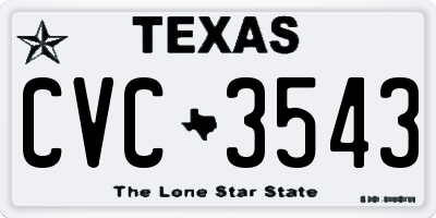TX license plate CVC3543