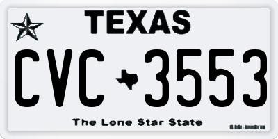 TX license plate CVC3553