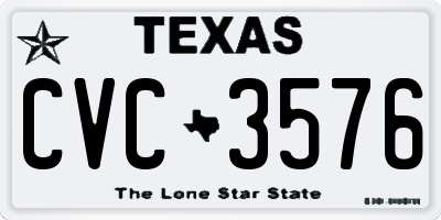 TX license plate CVC3576