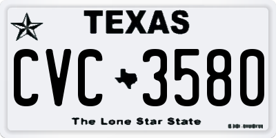 TX license plate CVC3580