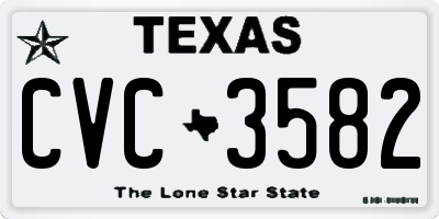 TX license plate CVC3582