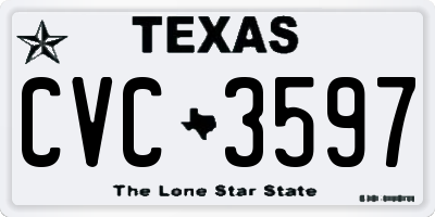 TX license plate CVC3597