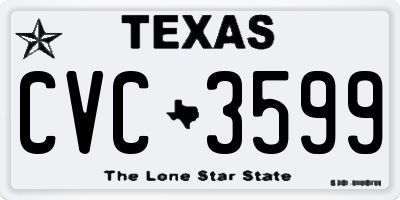 TX license plate CVC3599