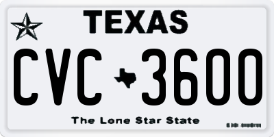TX license plate CVC3600