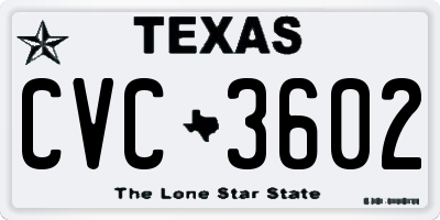 TX license plate CVC3602