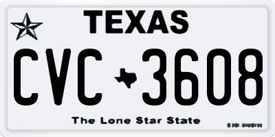 TX license plate CVC3608