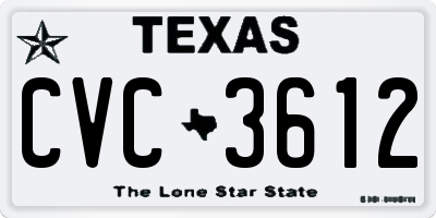 TX license plate CVC3612