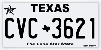 TX license plate CVC3621