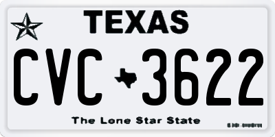 TX license plate CVC3622