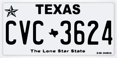 TX license plate CVC3624