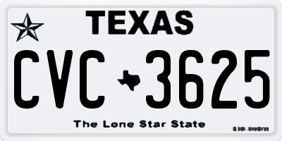 TX license plate CVC3625