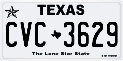 TX license plate CVC3629