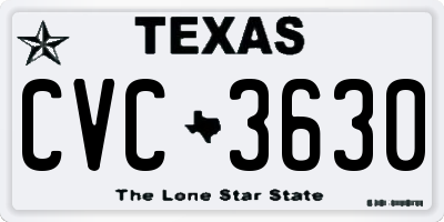 TX license plate CVC3630
