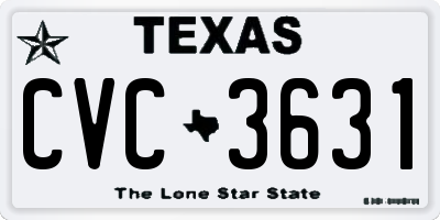 TX license plate CVC3631