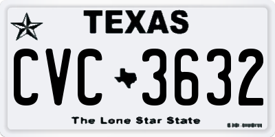 TX license plate CVC3632