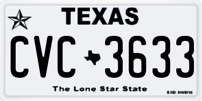 TX license plate CVC3633