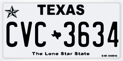 TX license plate CVC3634