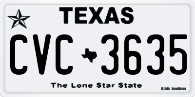 TX license plate CVC3635