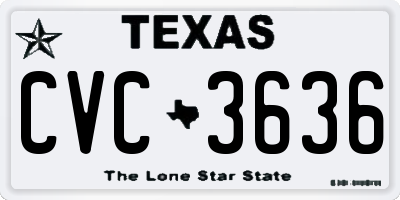 TX license plate CVC3636