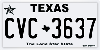 TX license plate CVC3637