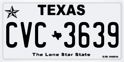 TX license plate CVC3639